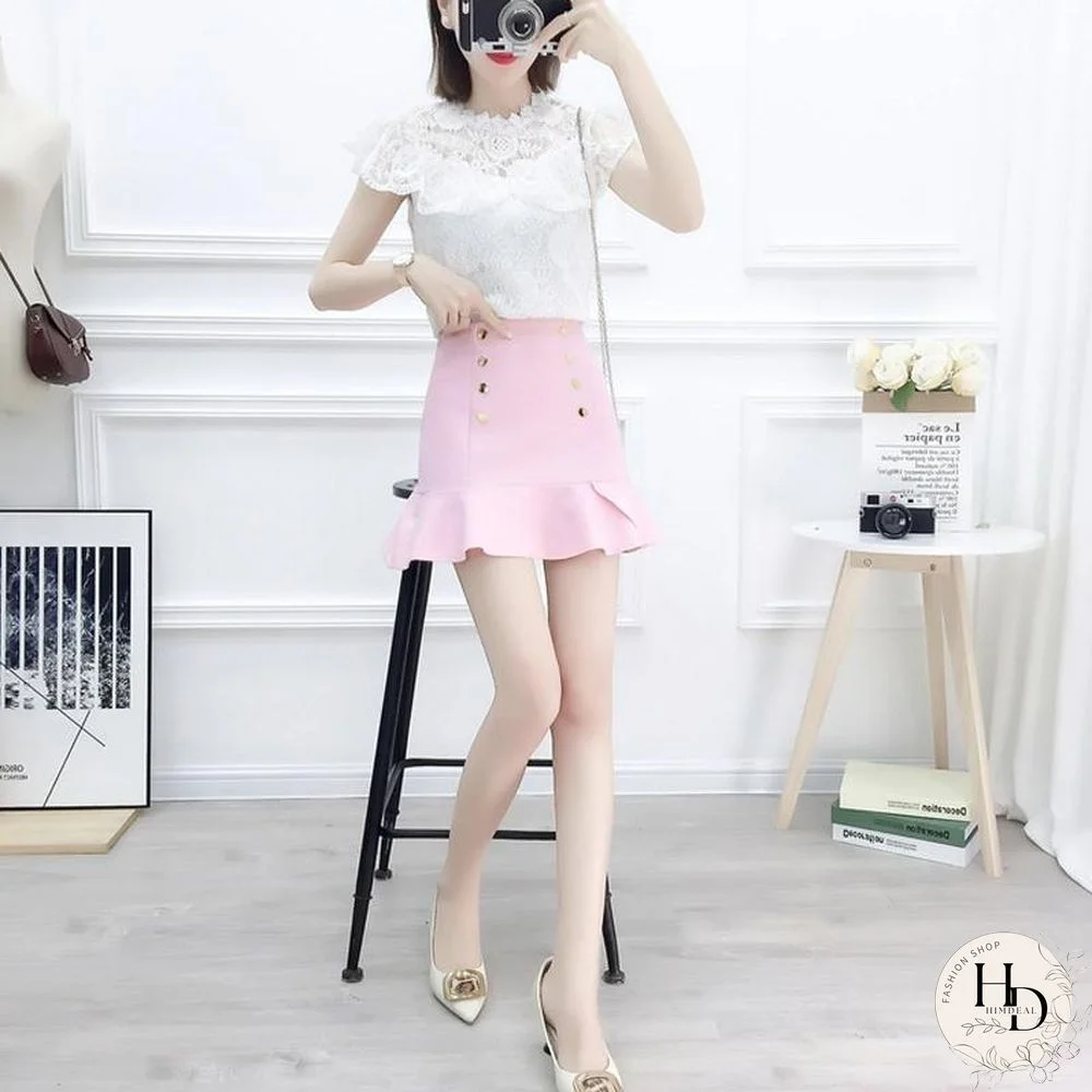 Sweet Lace Tee+Fishtail Skirt P15784