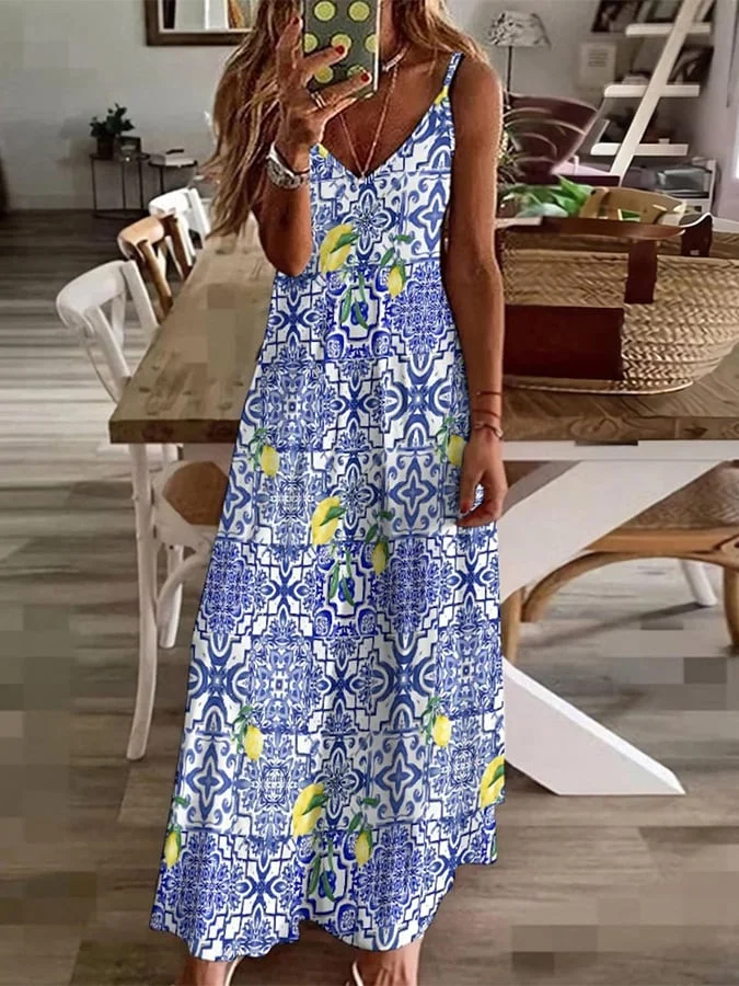 Women s Sicilian Lemon Print Casual Dress