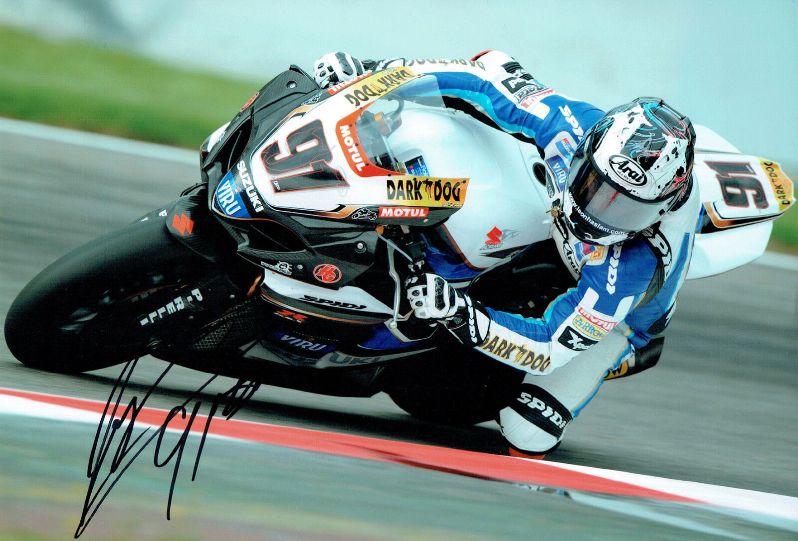 Leon HASLAM SIGNED Autograph SUZUKI Rider 12x8 WSBK Photo Poster painting AFTAL COA