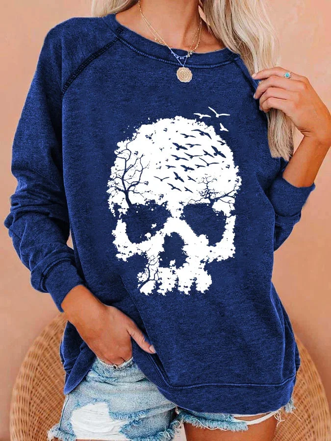 Women's Skull Print Casual Sweatshirt socialshop