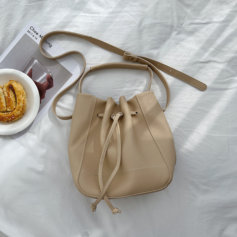 Drawstring Pleated Tote Crossbody Bag