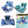 PVC Inflatable Floating Loungers with 3 Airbags Stylish Leaf Print Pool Lounger Stitch Reinforcement Maple Pattern Floating Recliner for Pool Beach Summer Water Play