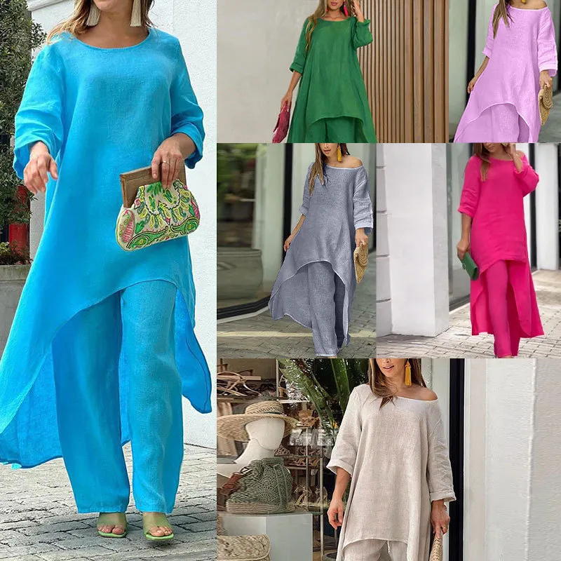 Uveng Uveng Women's New Ins Fashion Solid Color Wide Leg Pants Winter Wear Women's A Set Of 661