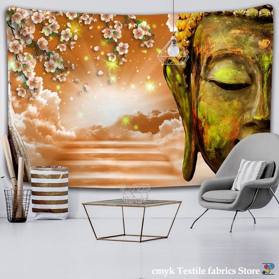 Sakura Buddhism Tapestry Wall Hanging Boheme Mandala Tapestry 3D Home Decor Living Room Background Wall Carpet Cloth Hippie