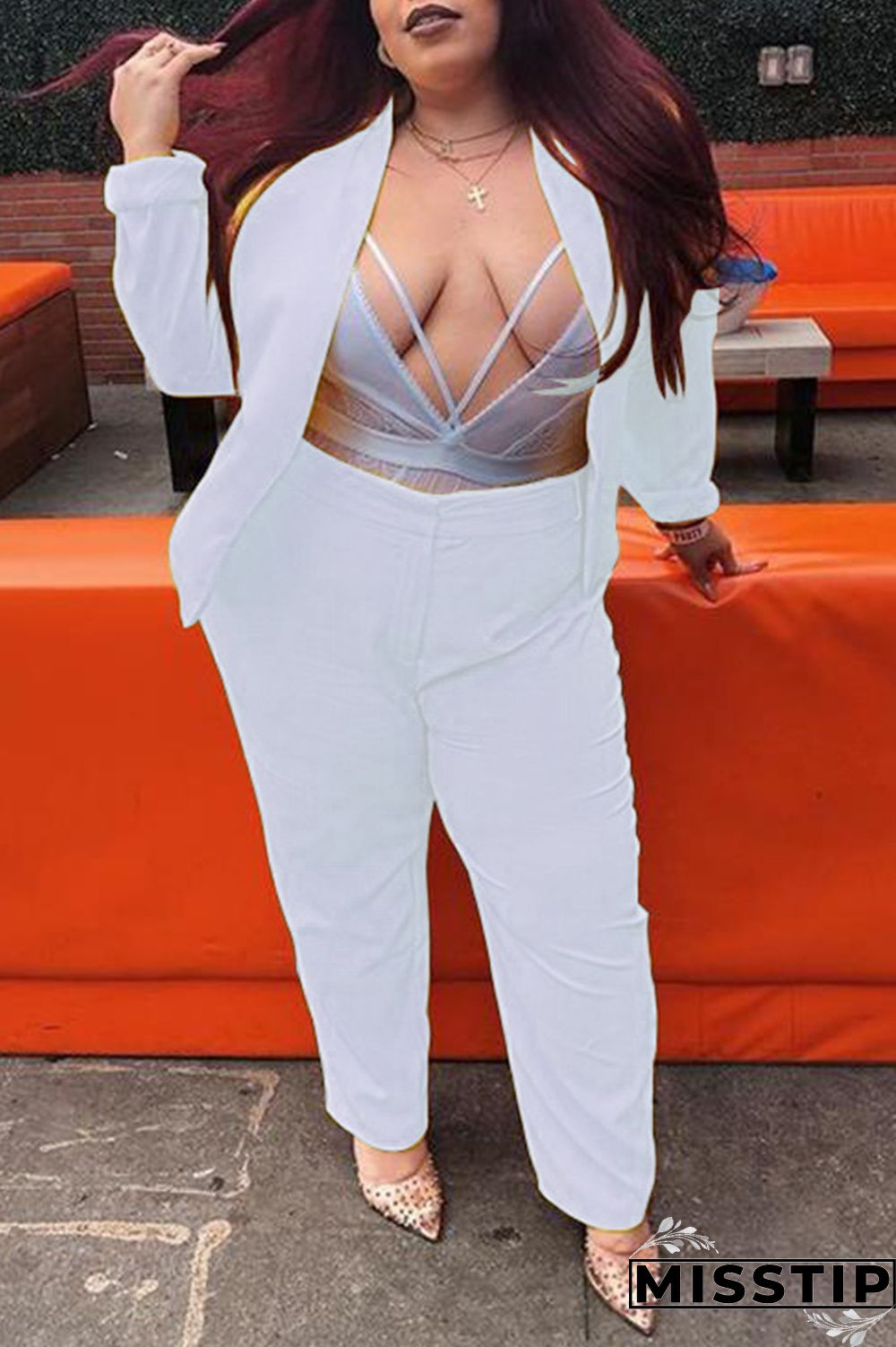 Black Fashion Casual Solid Cardigan Pants Plus Size Two Pieces