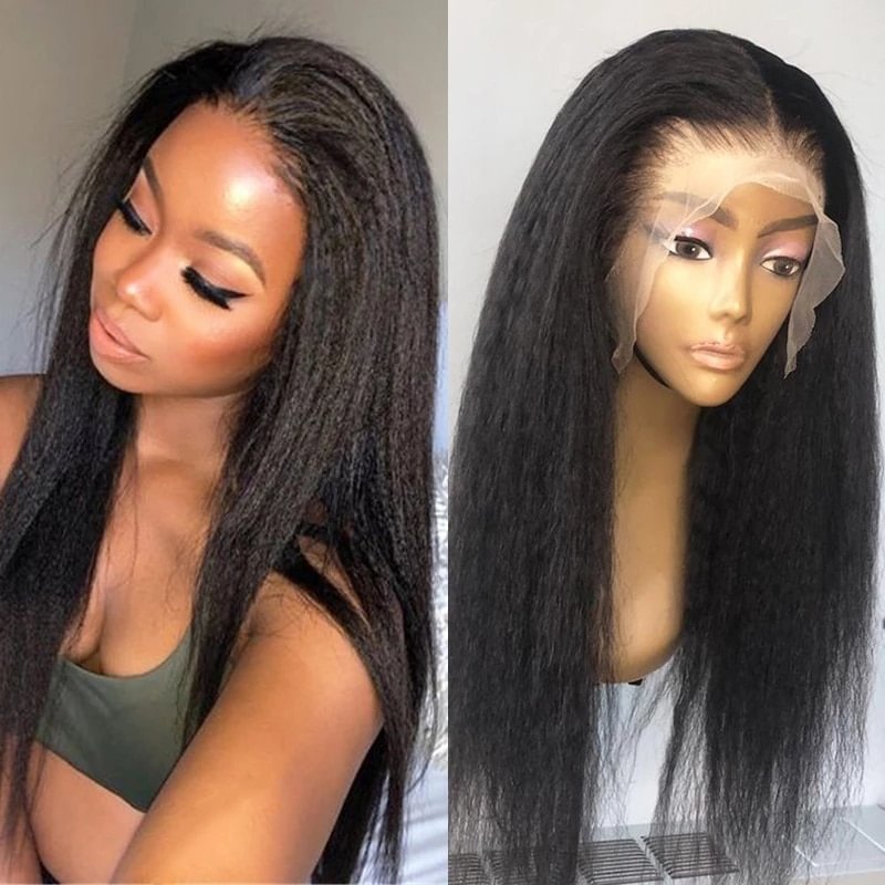 Kinky Straight Lace Front Human Hair Wigs BEAUDIVA Human Hair Lace Wig Glueless 4x4 13X4 Kinky Straight Lace Closure Wig US Mall Lifes
