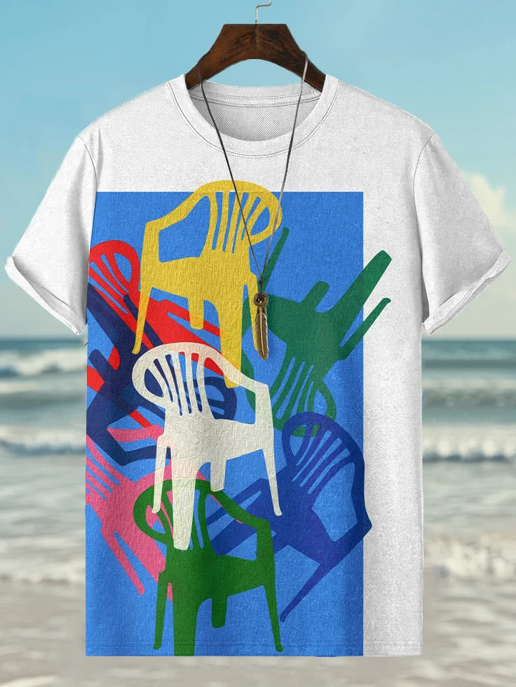 Men's Plastic Garden Chairs Print Casual T-Shirt