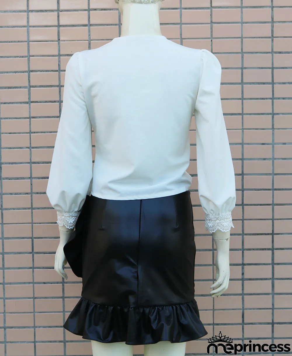 Autumn White Lace Sexy V-Neck Crop Top