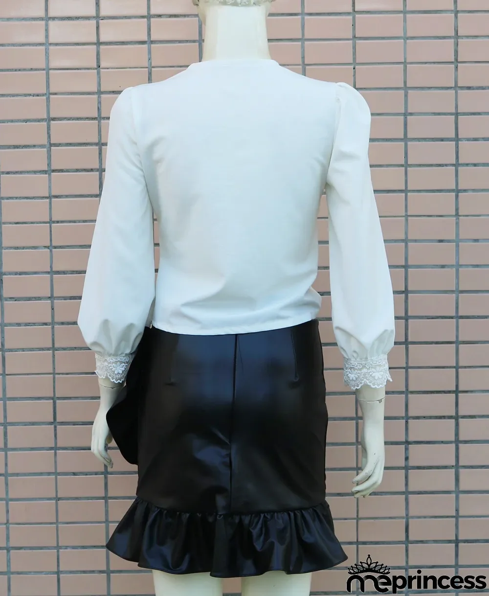 Autumn White Lace Sexy V-Neck Crop Top