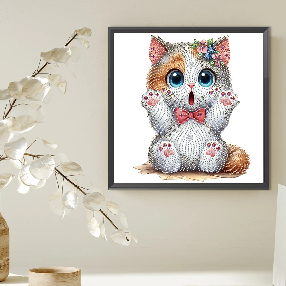 Diamond Painting - Partial Special Shaped Drill - Surprised Kitty(Canvas|30*30cm)