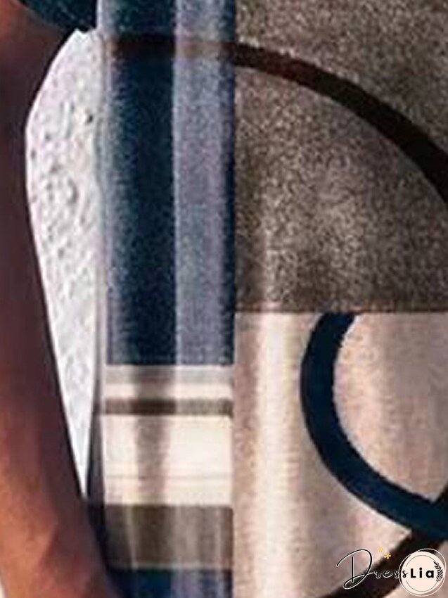 T shirt Tee Blouse Light Coffee Grey Graphic Geometric V Neck Print Short Sleeve Street Casual Tropical Daily Basic V Neck Regular S for Women