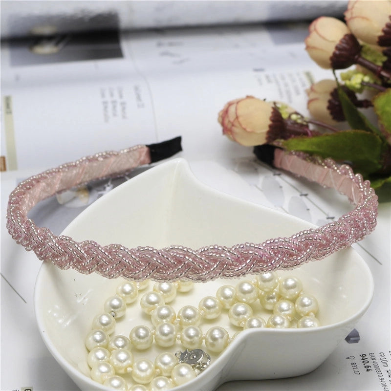 Women’s Fashion Solid Color Plastic Beaded Hair Band