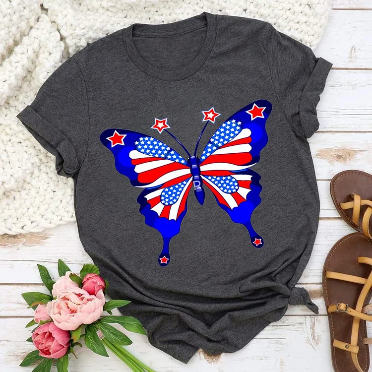 American flag butterfly independence Day T-shirt Tee - 02008