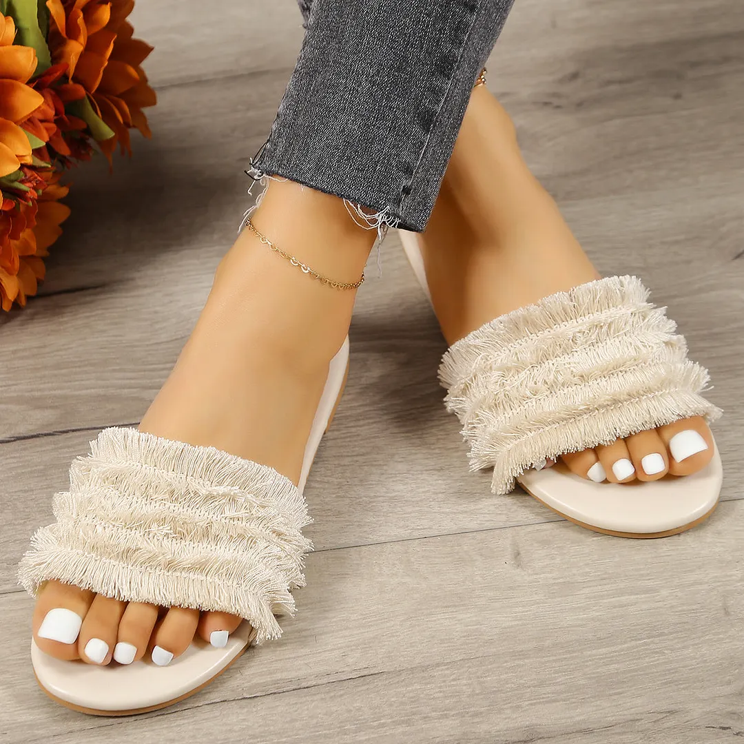 Women Tassel Bohemian Vacation Beach Slippers
