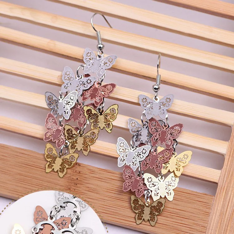 Colorful Copper Butterfly Earrings