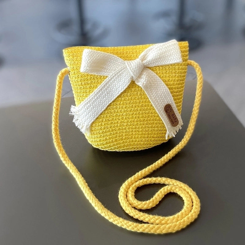 Girl’s Pastoral Minimalist Solid Color Straw Hat