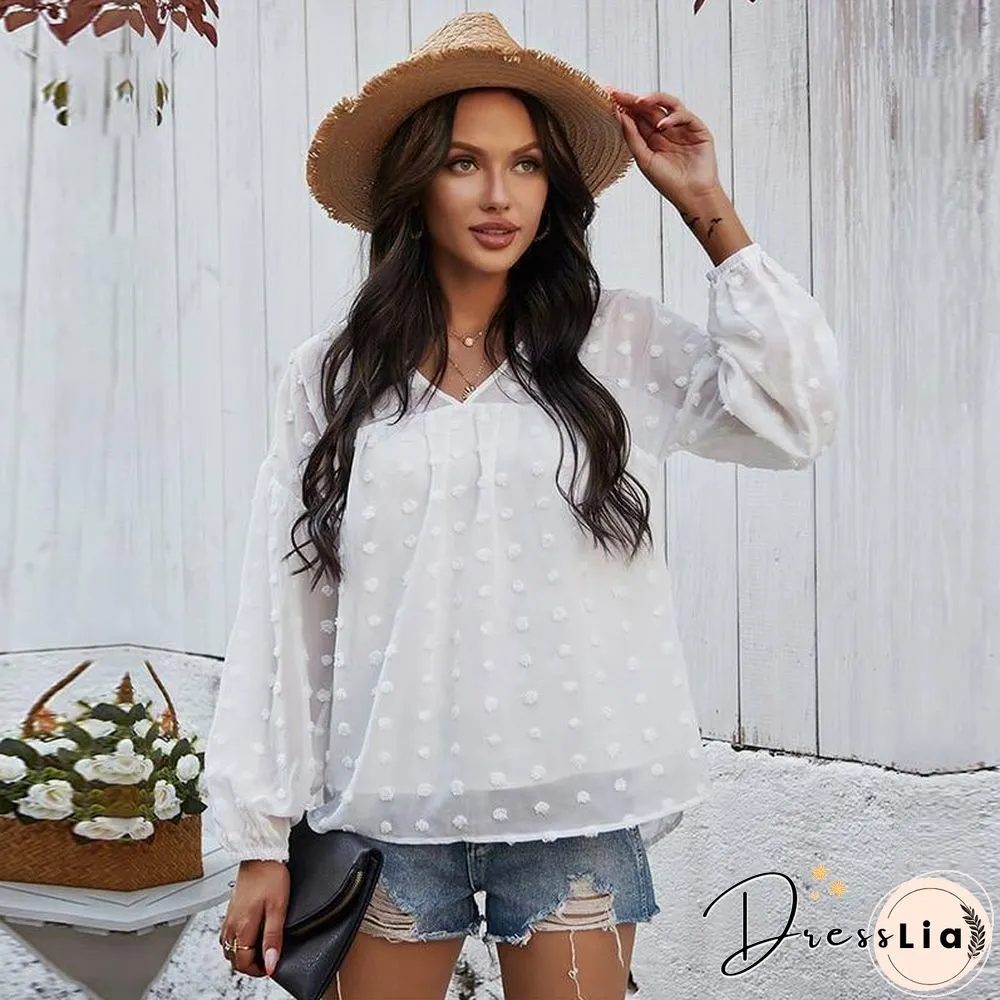 Spring New chiffon blouse women fashion neck full sleeve summer shirt tops for casual