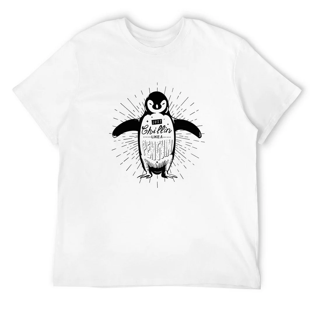 Women plus size clothing Printed Unisex Short Sleeve Cotton T-shirt for Men and Women Pattern Penguin-Nordswear