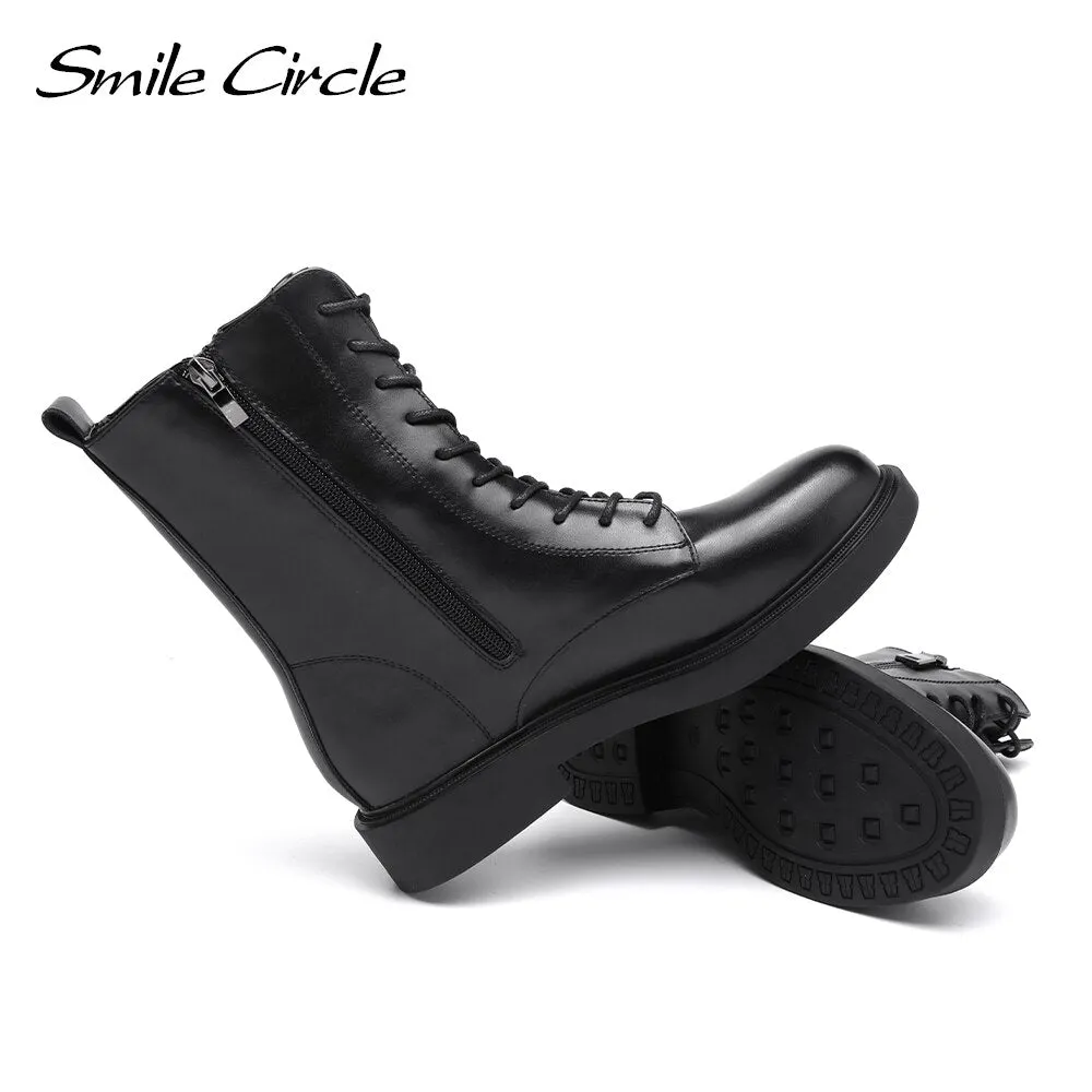 Smile Circle Ankle Boots Women Flats Platform shoes Autumn Fashion Comfortable Round Side zipper Ladies Short Boots