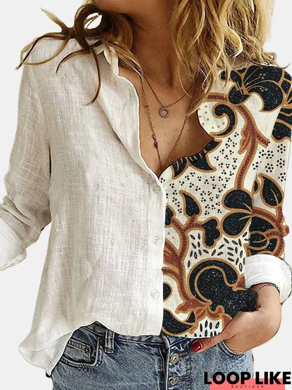 Printed Casual Long Sleeve Top