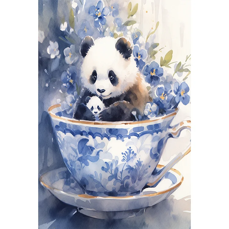 Cup Panda 40*60CM (Canvas) Full Round Drill Diamond Painting gbfke