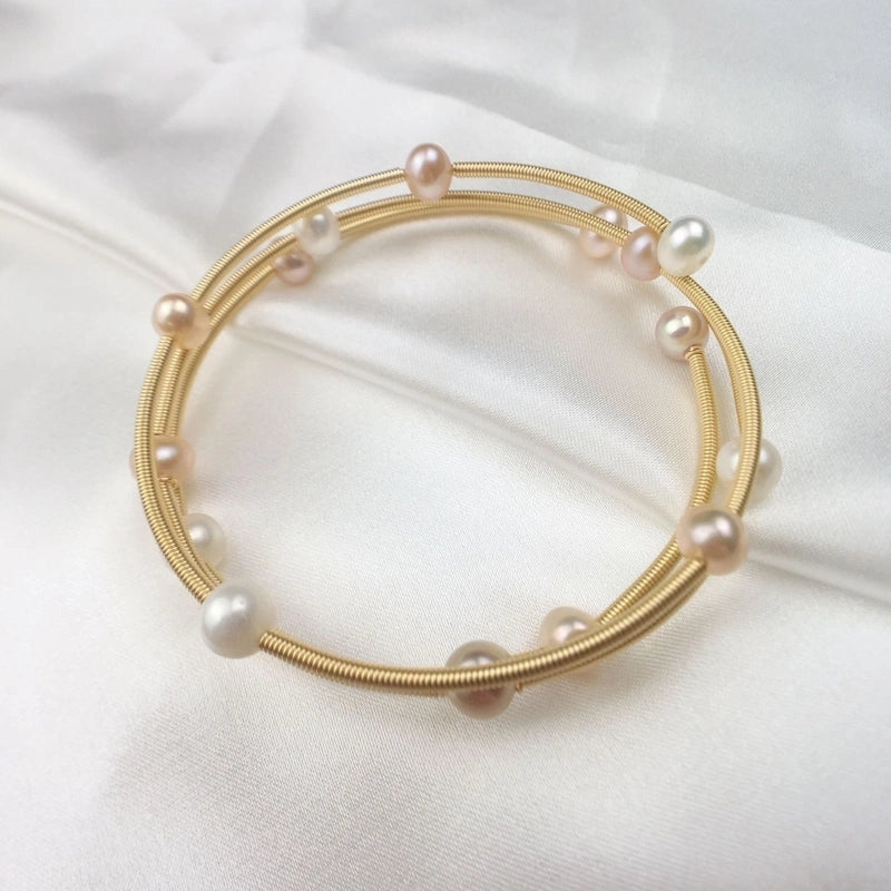 Freshwater Pearl Copper Alloy Bangle