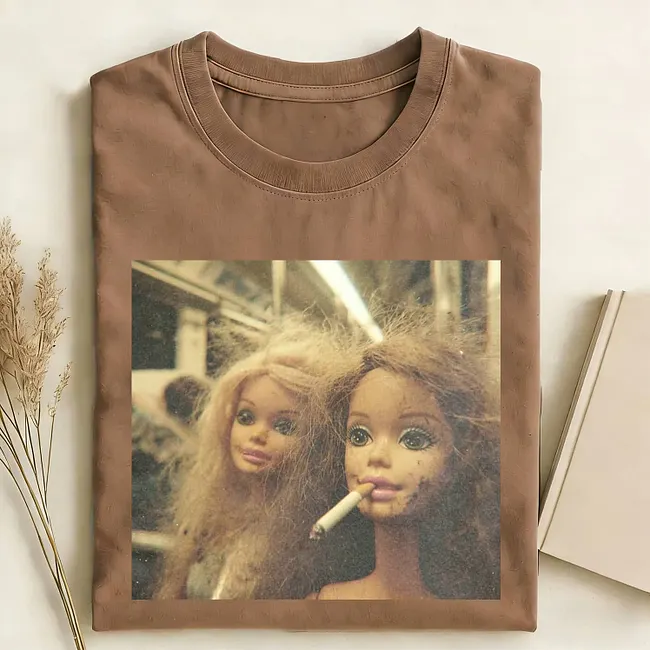 barbie smoking cigarette shirt SMOKING BARBIE GIRL SHORT SLEEVED