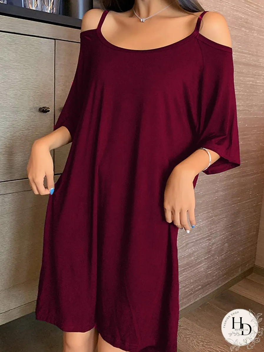 Alluring Solid Color Loose Sexy Midi Dress
