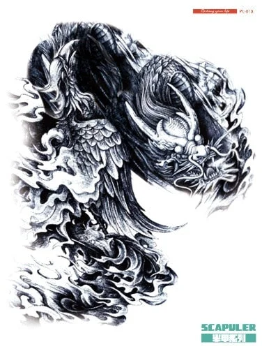 32*24cm Big Tattoo Stickers Green Butterfly Fish Dragon Buddha Waterproof Temporary Flash Tattoos Full Back Chest For Men Women