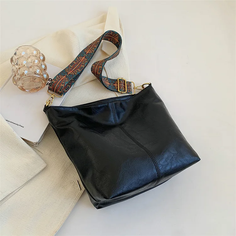 Vintage Crossbody Bag, Geometric Strap Hobo Bag, Large Capacity Shoulder Bag For Work & School