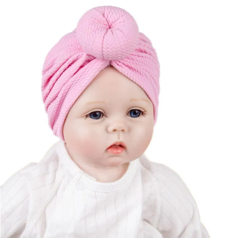 2019 Baby Accessories Newborn Toddler Kids Baby Boy Girl Solid Knot Hats Turban Cotton Beanie Candy Color Hat Winter Warm Cap