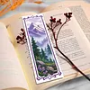 14CT 2 Strands Cross Stitching Bookmark Kit 6PCS Single-Sided Stamped Embroidery Page Marker Set Vintage Stamped Cross Stitch Page Charm for Teachers Bookworms Women Readers (Mountain Scenery)