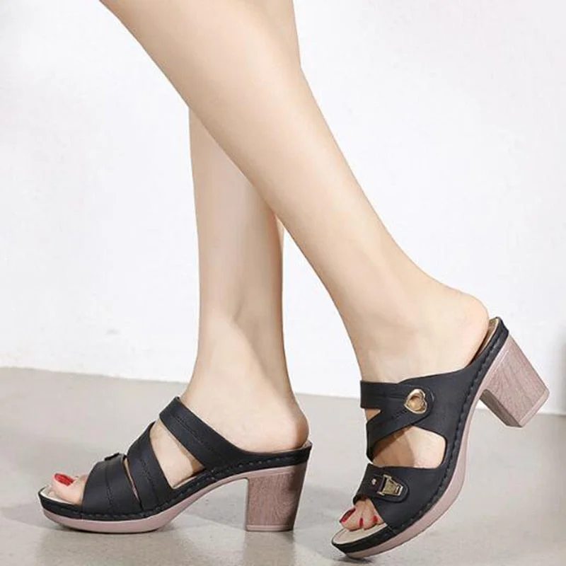 GKTINOO Women's Slippers Sandals 2021 Summer 8cm High Heels Women Shoes Woman Slippers Summer Sandals Fashion Shoes