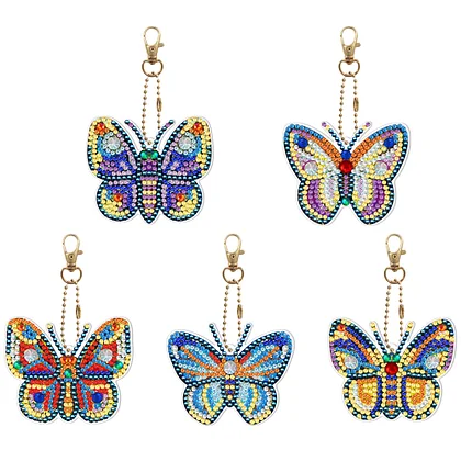 Diamond Painting Keychains Double Sided 5pcs Butterfly – Jules