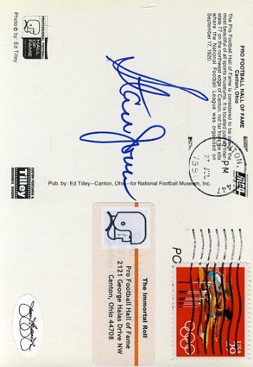 Stan Jones Hof Signed Jsa Cert Sticker Postcard Authentic Autograph