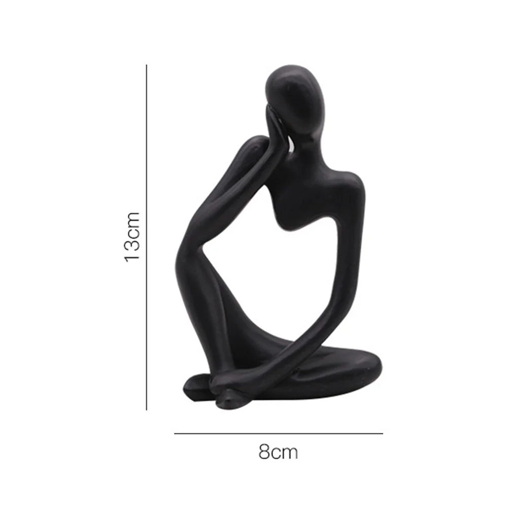 Abstract Thinker Statue Mini Office Crafts Sculpture (Black Think Left)