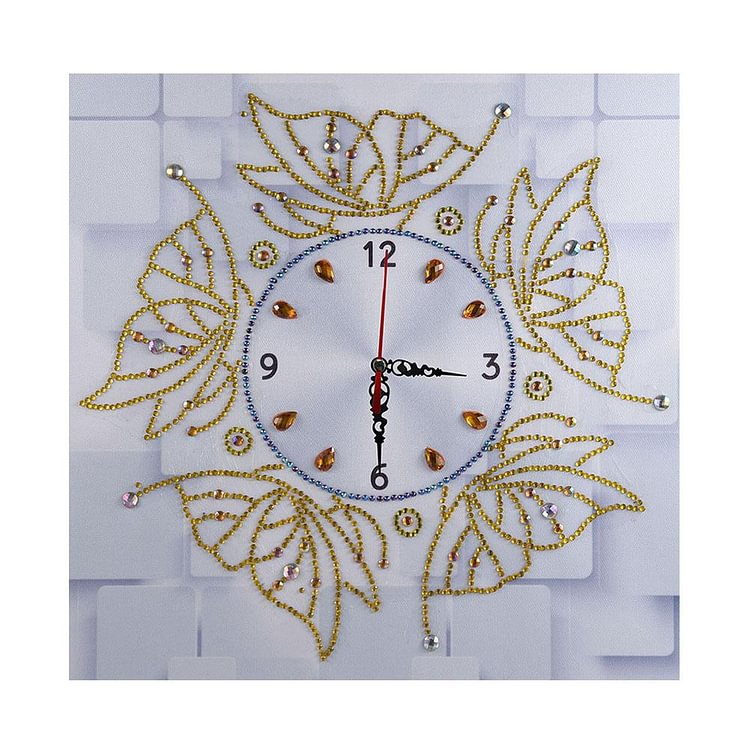 Gold Butterfly Clock  Special Shape Partial  Diamond Painting 35X35cm
