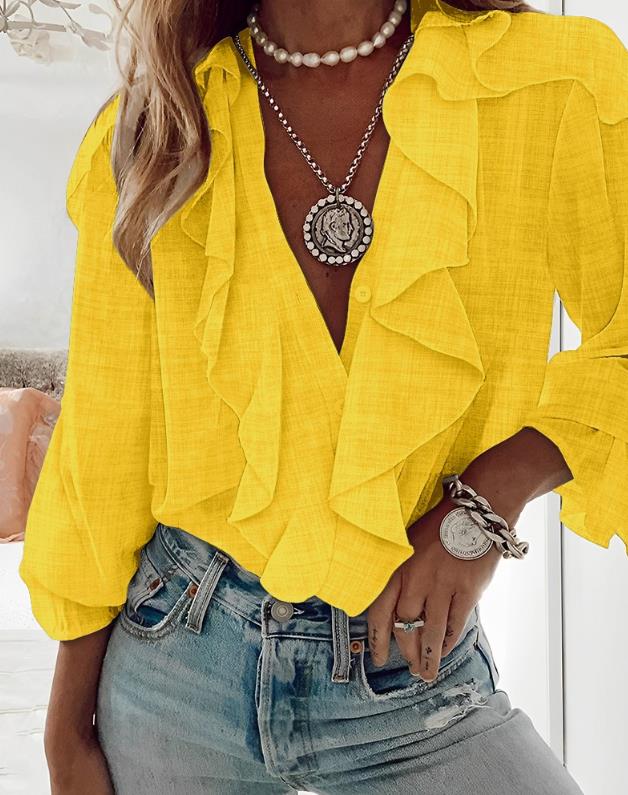 Fashionable Women's Casual Ruffle T-Shirt Pullover Blouses & Shirts