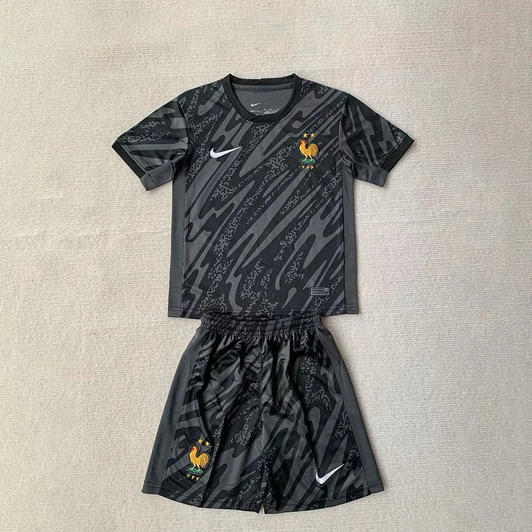 24/25 France Gray and Black Goalkeeper Jersey - Kids Kit