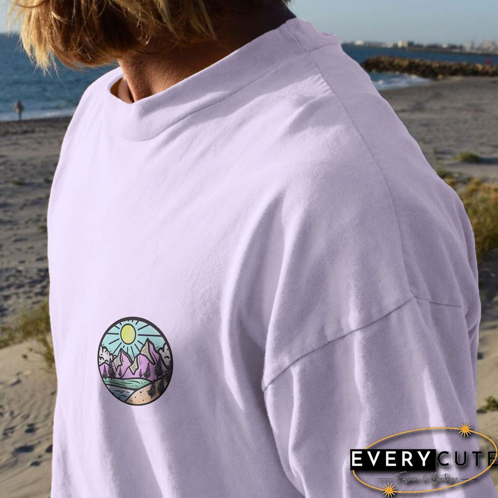 Retro Men's Mountain Print Casual Long-Sleeved T-Shirt