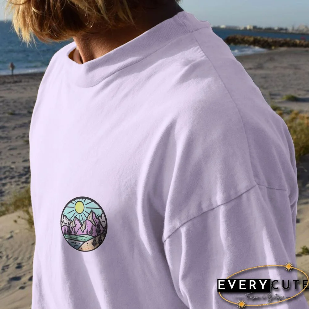 Retro Men's Mountain Print Casual Long-Sleeved T-Shirt