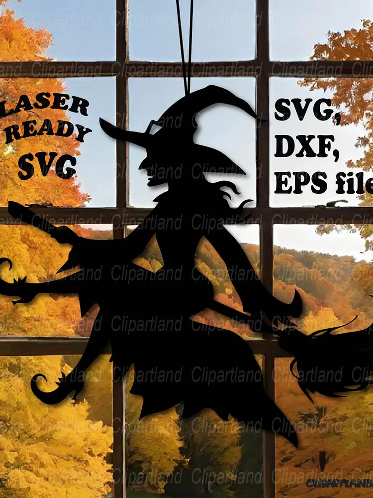 INSTANT Download. Halloween flying witch door hanger svg cut files for ...