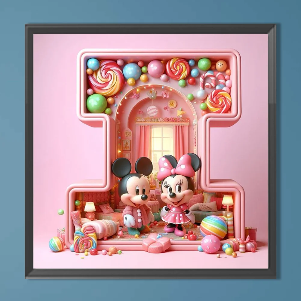 Full Round Diamond Painting 40*40cm - Mickey Minnie Alphabet