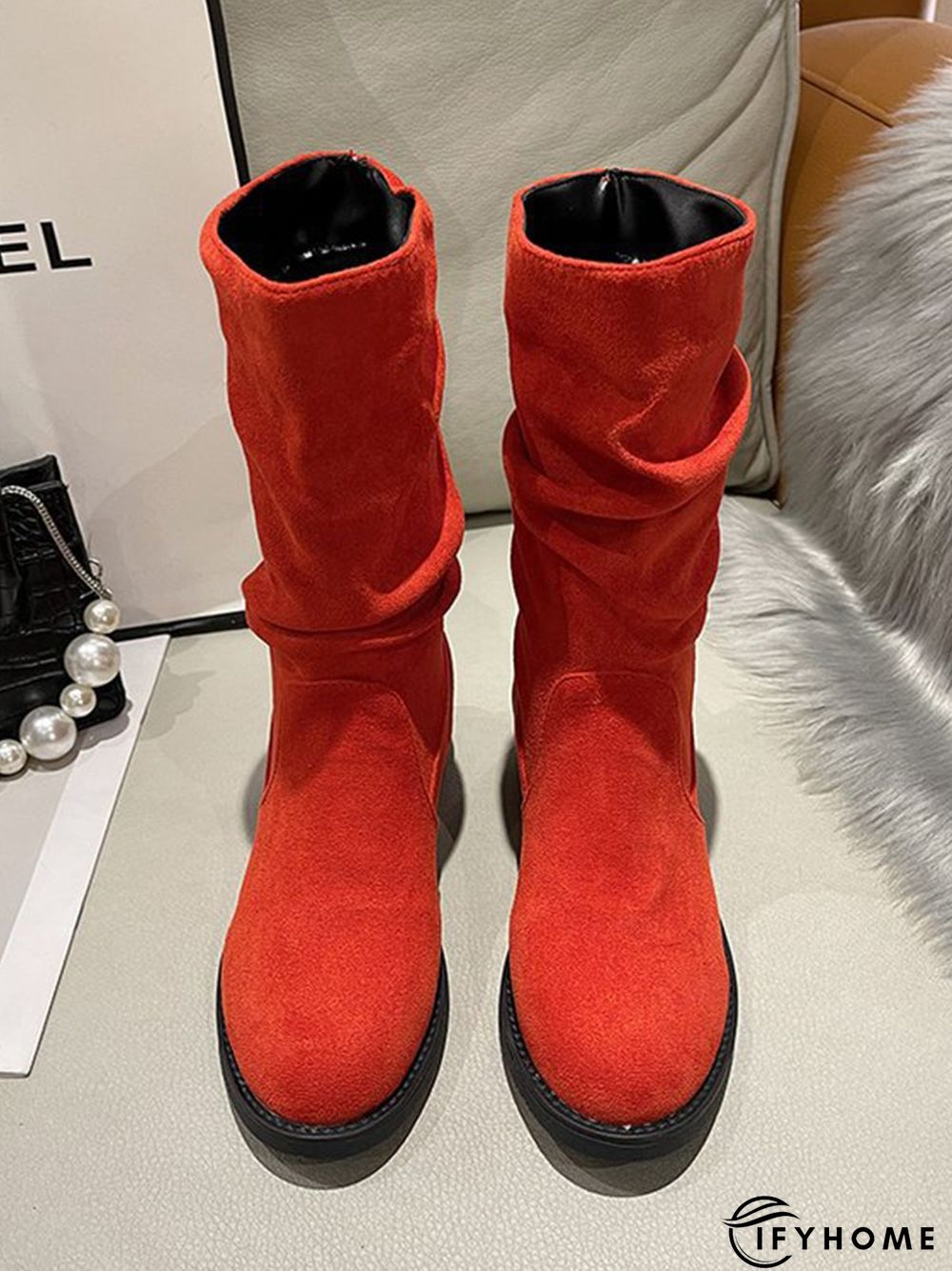 Faux Suede Slip On Slouchy Boots | IFYHOME