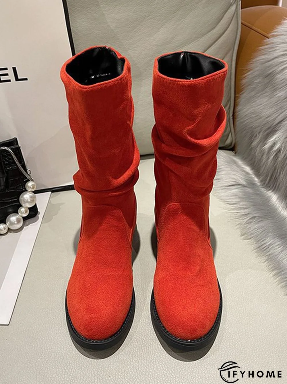 Faux Suede Slip On Slouchy Boots | IFYHOME