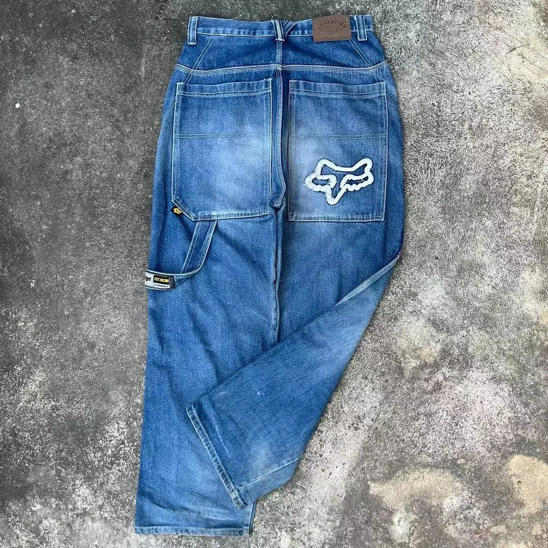 Ueong Street Design Multi-Pocket Jeans Men's Spring And Summer New Casual Loose Wide-Legged Trousers