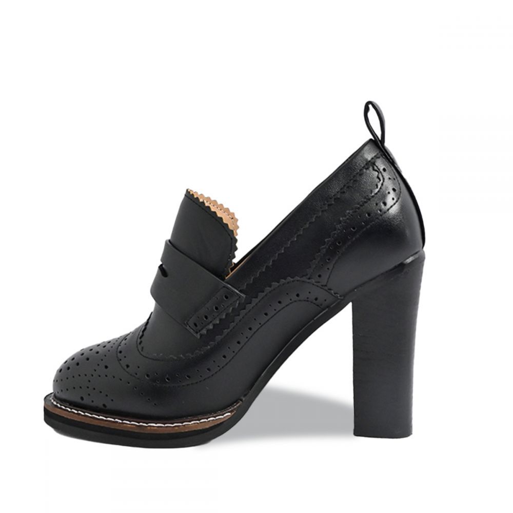 Chunky High Heel Leather Ankle Boots Daily Shoes