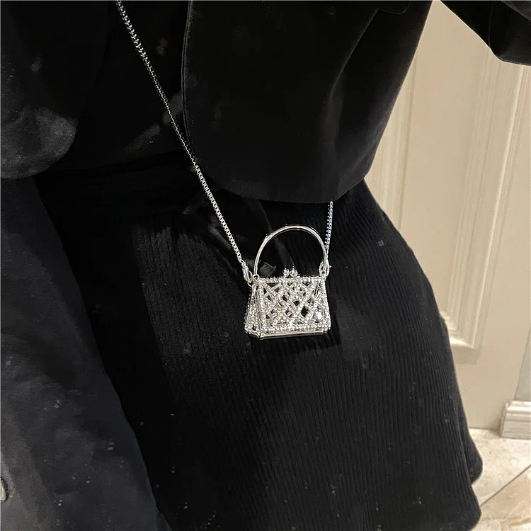 Fashion Diamond Chain Messenger Bag Mini Headphone Bag KERENTILA