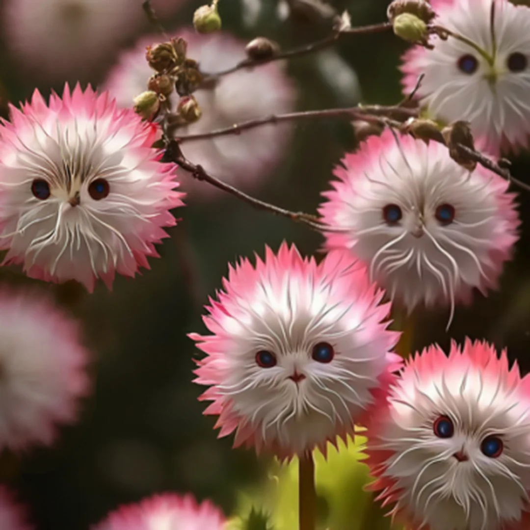 🔥Magic Plants! 🌈🐱Dazzling Cat's Eye Seeds×Pink and white face cat