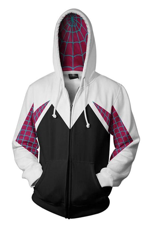 Spider Man Into The Spider Verse Gwen 3D Zip Up Sweatshirt Adult Unisex